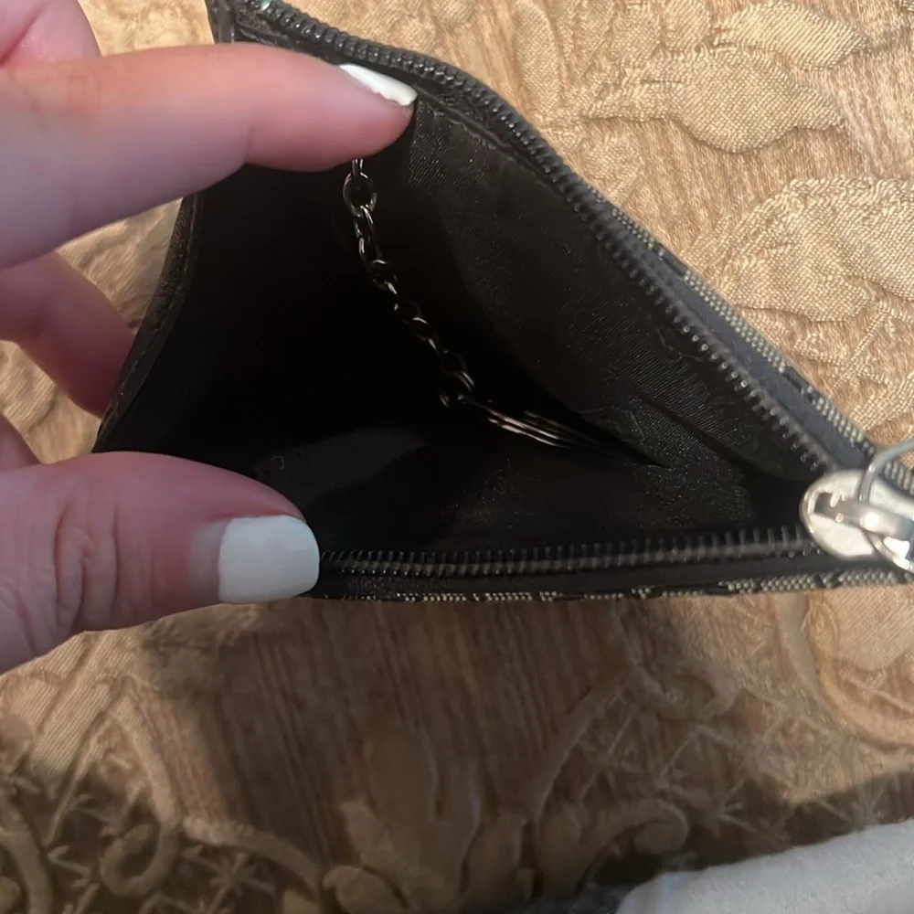 Coach Black Gray Signature wallet Jacquard Card ID Holder Key Chain host pick - Picture 7 of 15